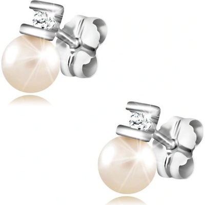 Šperky eshop briliantové čirý diamant mezi tyčinkami perla BT502.35