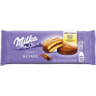 Milka Choc & choc jemné pečivo plnené kakaovou náplňou s kúskami mliečnej čokolády 150 g