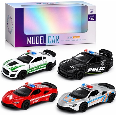 Метална количка Model Car 1: 32, полицейски и пожарникарски модели 324-411