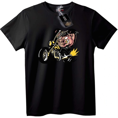 NOONEBRAND Тениска Мотоциклетист Прасе - S, Black