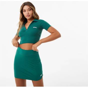 Slazenger Блуза с яка Slazenger ft. Wolfie Cindy Polo Crop Top - Forest Green