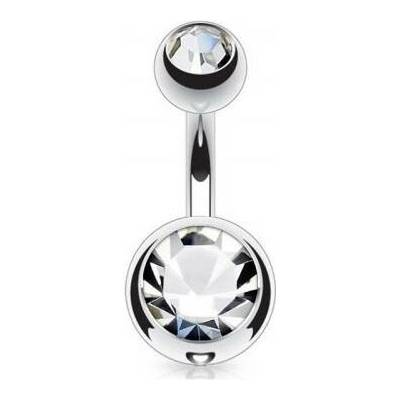 Prosperk piercing do pupíku čirý krystal oboustranný S0936