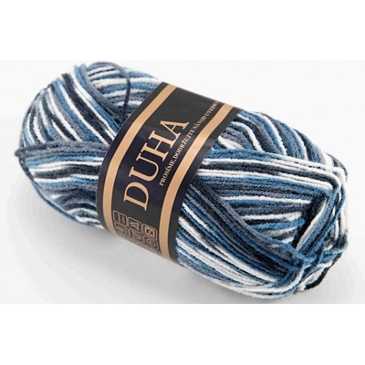 Priadza Dúha - šedo modro biela 206
