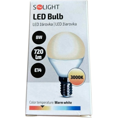 Solight LED žiarovka 8W E14 3000K 720lm