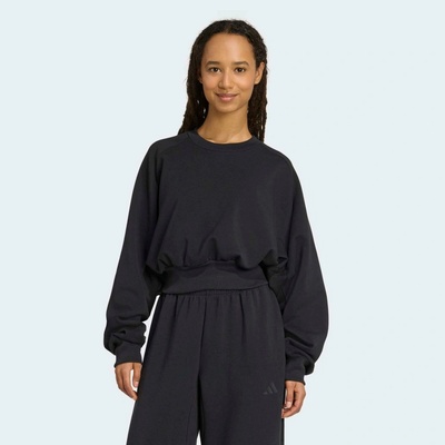 adidas All SZN dámska voľná luxusná mikina s crop strihom čierna