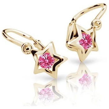 Cutie Jewellery detské zlaté náušnice hviezdičky C1942Z-Tcf Red