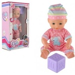 Teddies Кукла бебе 25см твърдо тяло пластмаса, с кубче (00120028)