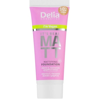 Delia Cosmetics It's Real Matt zmatňujúci make-up 102 Natural 30 ml