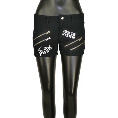 Punk mini kraťasy se zipy a nášivkama dámské černá