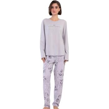 Дамска макси пижама в сиво с цветя