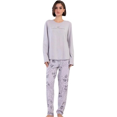 Дамска макси пижама в сиво с цветя