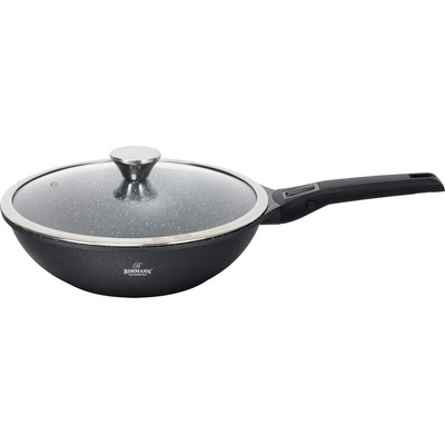 BOHMANN 28 см индукционен уок тиган от лят алуминий с капак и подвижна дръжка Bohmann модел BH 1730-28WK (BH 1730-28WK)