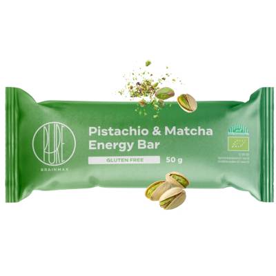BrainMax Pure Pure® Energy Bar, шамфъстък и мача, БИО, 50 г