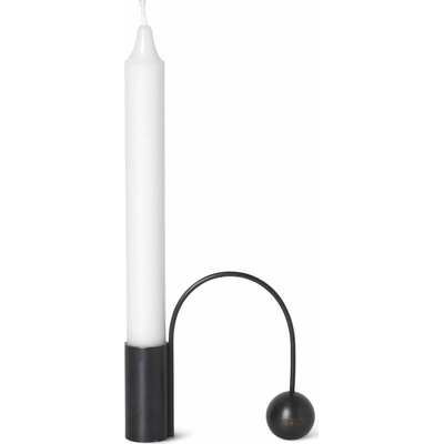 ferm LIVING Kovový svícen Balance Black Brass, černá barva