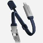 ENERGEA Кабел Energea Sheath Key 2в1 за USB-C/USB-A, 60W, 15cm, син (Ene000103)