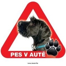 Grel nálepka na sklo pozor pes v autě knírač střední