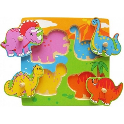 Viga puzzle s úchytmi Dino multicolor