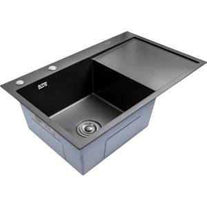 Böhm Кухненска мивка BOHM Home BH7849LB, антрацит, 780 × 490 мм, с десен отцедник (18436) Мивка за вграждане