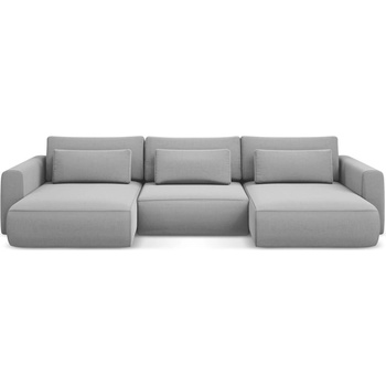 makamii Светлосив кадифен разтегателен ъглов диван с място за съхранение (U форма) Kapua - Makamii (KAPUA_UF_3_P1_C4)