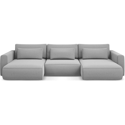 makamii Светлосив кадифен разтегателен ъглов диван с място за съхранение (U форма) Kapua - Makamii (KAPUA_UF_3_P1_C4)