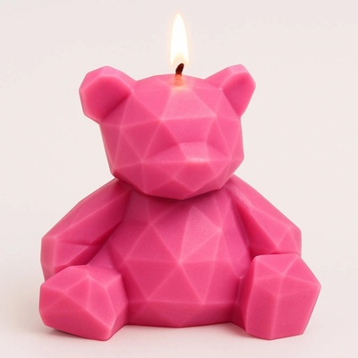 Svíčkománie3D Low-poly méďa růžová 55 g