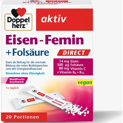 Doppel herz Eisen-Femin + Folsäure DIRECT 20 sáčků