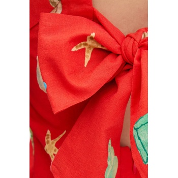 Never Fully Dressed Рокля с лен Never Fully Dressed в оранжево къса с кройка по тялото NFDDR2028 (NFDDR2028)