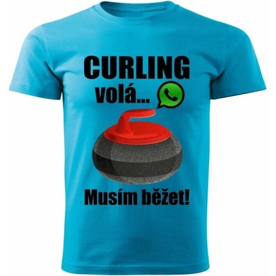 dětské tričko curling volá musím běžet tyrkysové