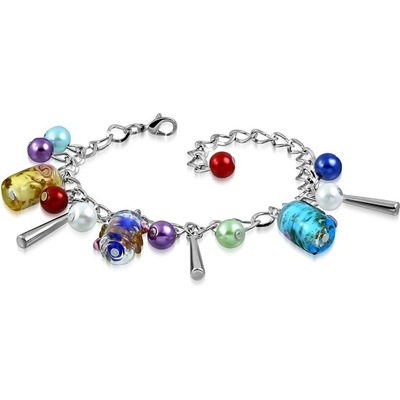 Šperky eshop řetízkový a přívěsky umělé perličky barevné korálky s růžičkami S69.19