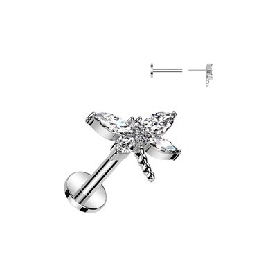 Šperky4U piercing do brady vážka PUSH IN labreta LB1125
