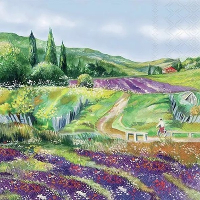 Ubrousek 33x33cm Krajina s levandulí