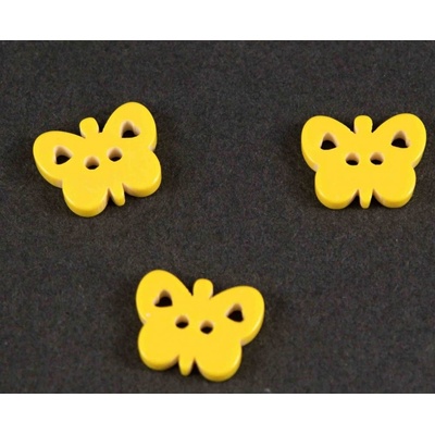 Motýlik - knoflík - tmavo žltá - rozmery 1 cm x 1,3 cm