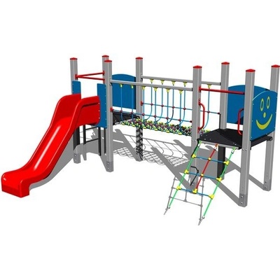 Playground System sestava se skluzavkou a lanovým mostem 4U205K10 celokovová