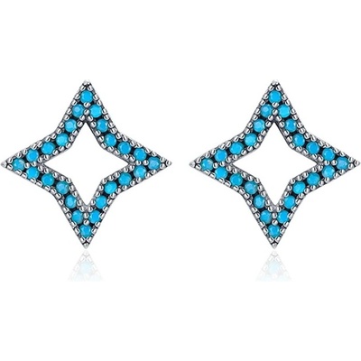 Grace Silver Jewellery stříbrné náušnice Tyrkysová Hvězda E-RHE1020/256 stříbrná