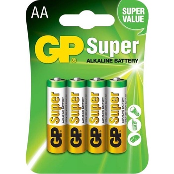 GP Batteries Алкална батерия gp super lr6 aa, 4 бр. в опаковка, 1.5v, gp15a (gp-ba-15a21-sb4)