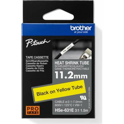 BROTHER smršťovací bužírka - HSE-631E žlutá pro E300VP H300 H500 E550 P700 P750 D800 P900 P950 - 11,2,, / 2,1-7mm / 3:1