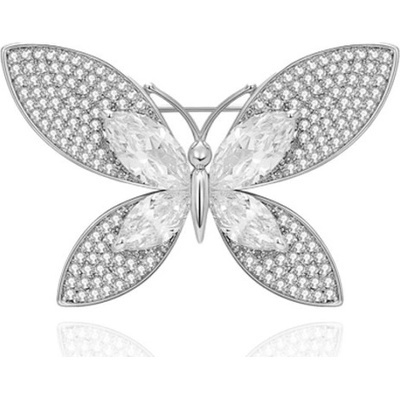 Éternelle luxusní brož s motýlem a zirkony B8145-XR13239 stříbrná