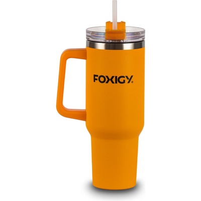 Foxigy Termohrnček do auta so slamkou 1200 ml Amber