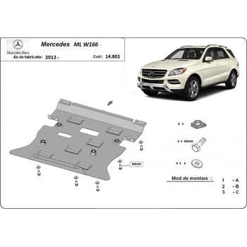 Scut Motor - Румъния Метална кора под двигател и скоростна кутия mercedes ml (w166) от 2012 (73700)