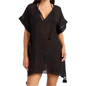 Seafolly Дамска рокля Seafolly Women's Crinkle Gauze Kaftan Dress - Black - размер One Size (134-1960-0111)