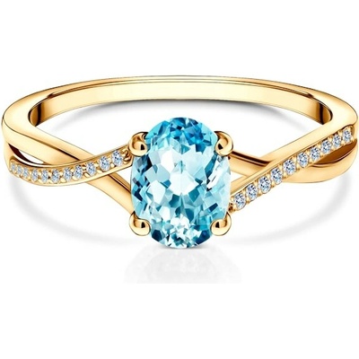 Savicki Zásnubní prsten žluté zlato modrý topaz diamanty SAV KUMFR 1065606 BT Z