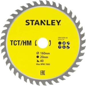 STANLEY - Пилен диск за дърво 160x20 мм, 40 зъба STA13255-XJ (STA13255-XJ)