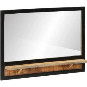 vidaXL Огледало с рафт 80x8x55 см стъкло и масивно дърво манго (358579)