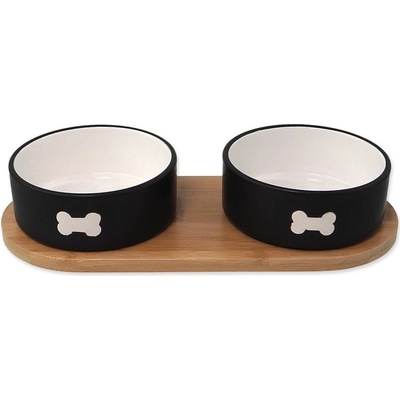 Set DOG FANTASY misky keramické s podtáckem bílé tlapka 2x 400ml