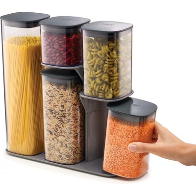 Joseph Joseph Комплект съдове за съхранение Joseph Joseph Podium 81071, 5 бр, Без BPA, Стъкло, Стойка, Сив (81071)