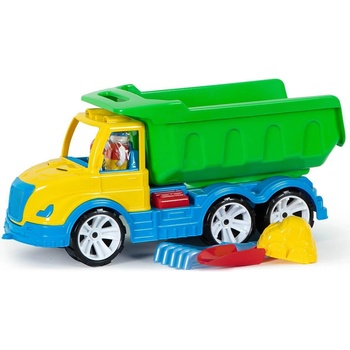 Armutoys ДЕТСКИ КАМИОН САМОСВАЛ 54 СМ С ЧОВЕЧЕТА И КОМПЛЕКТ ЗА ПЯСЪК 3 ЦВЯТА
