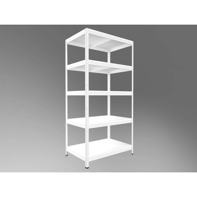 Biedrax Regál do spíže 45 x 90 x 180 cm, bílý, 5 polic bílé lamino 12mm, nosnost 200 kg na polici