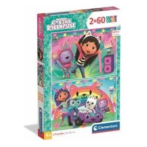 Clementoni -CLE puzzle 2x60 SuperKolor Gabbys Dollhouse 24819