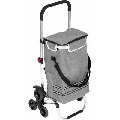 ModernHome PGJSFC023-GY Skládací nákupní vozík s taškou do schodů, 30 l, termo kapsa, šedý 5905817009138