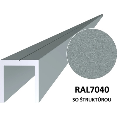 KVN ALUMINIUM Hliníkový U profil 20,5 x 22 x 6000 mm, struktura RAL 7040